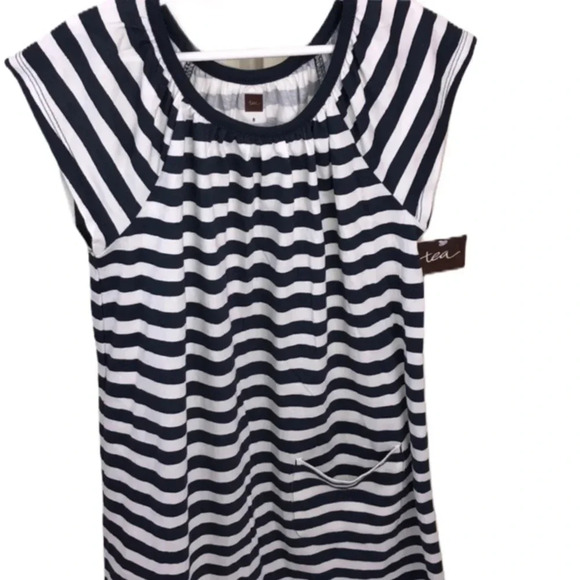 TEA COLLECTION NEW NWT GIRLS NAVY WHITE STRIPE DRESS TOP BOTTOM SIZE 8 - Picture 4 of 6